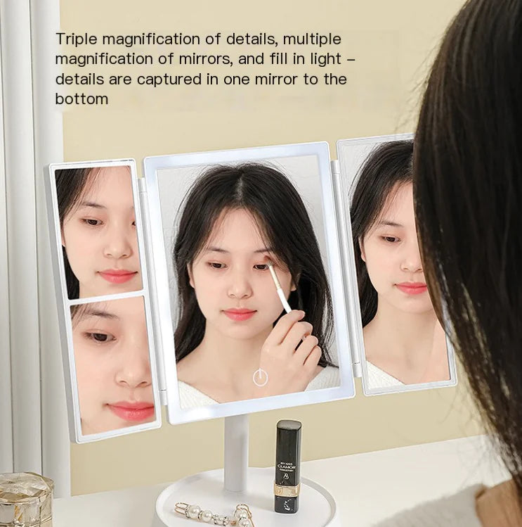 LED Shell Makeup Mirror with Light - Portable Folding Design