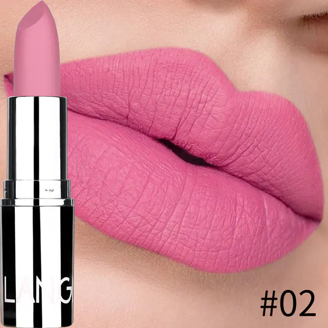 Silver Matte Lipstick - 8 Colors, Non-Stick Cup