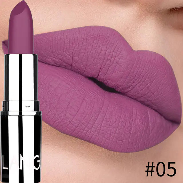 Silver Matte Lipstick - 8 Colors, Non-Stick Cup