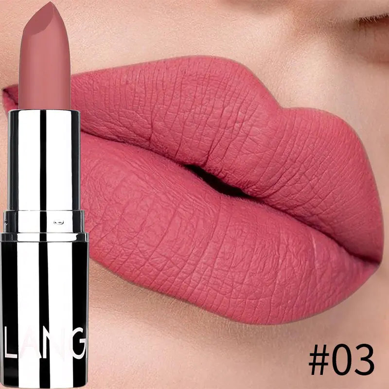Silver Matte Lipstick - 8 Colors, Non-Stick Cup