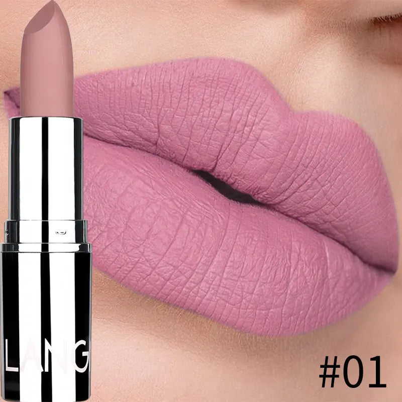 Silver Matte Lipstick - 8 Colors, Non-Stick Cup