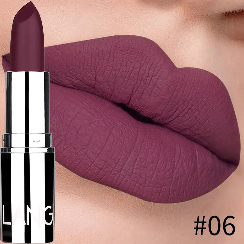 Silver Matte Lipstick - 8 Colors, Non-Stick Cup